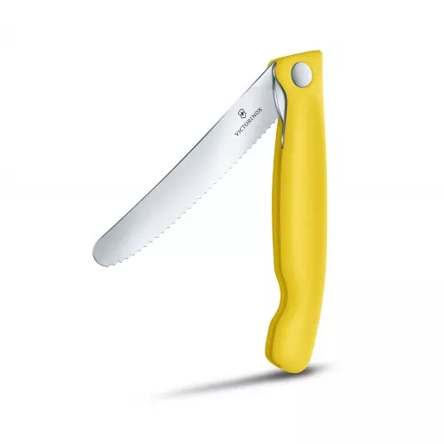 Victorinox - Кухонный нож SwissClassic Foldable Paring - 11 см желтый, волнистый, блистер (67836.F8B)