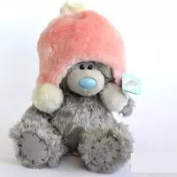 Игрушка плюшевый мишка MTY (Me To You) -  мишка в розовой меховой шапке 25 см (арт. G01W1997)